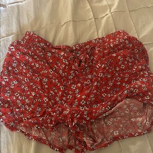 Joe B Red Floral High Waist Women's Shorts